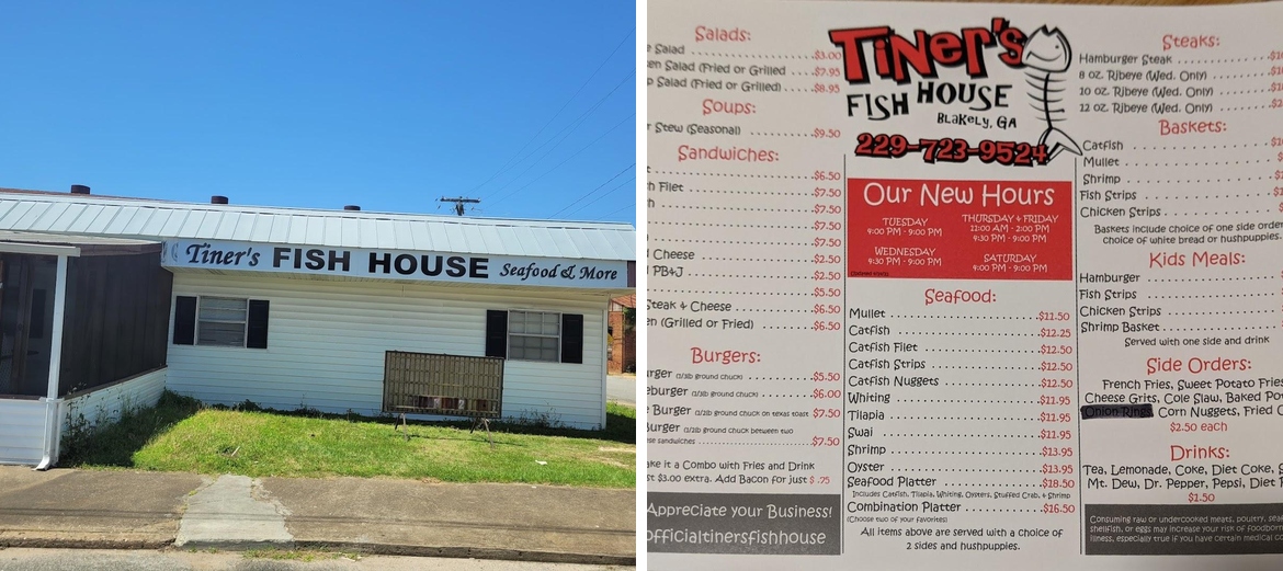 Tiner's Fish House Menu