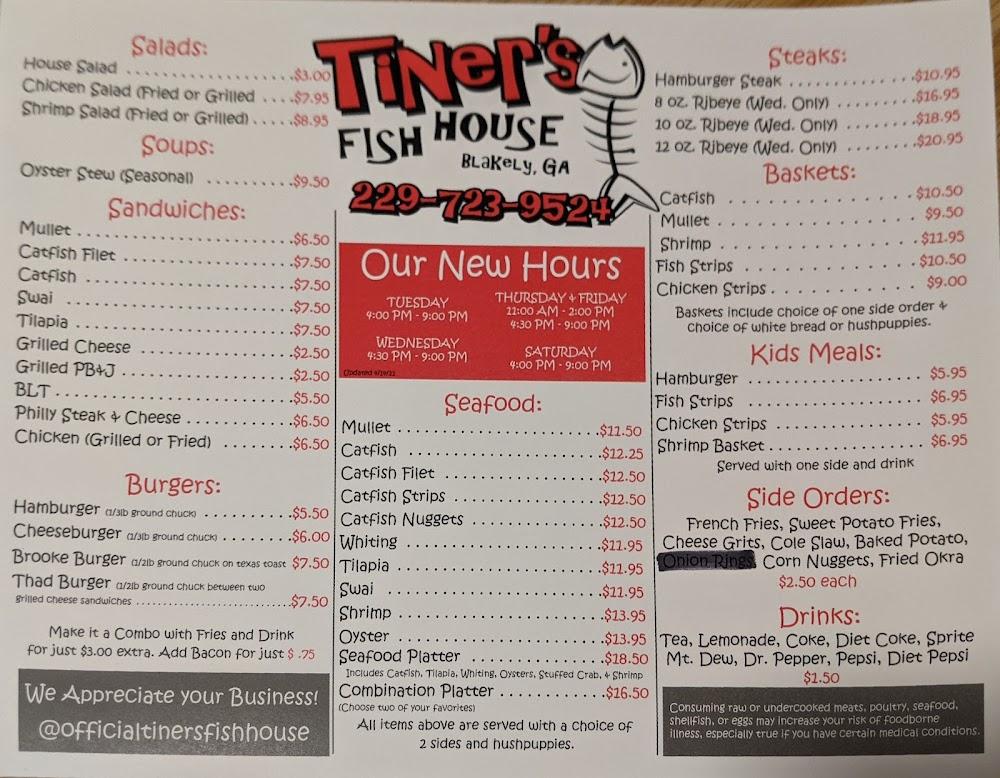 Tiner's Fish House Menu image 1